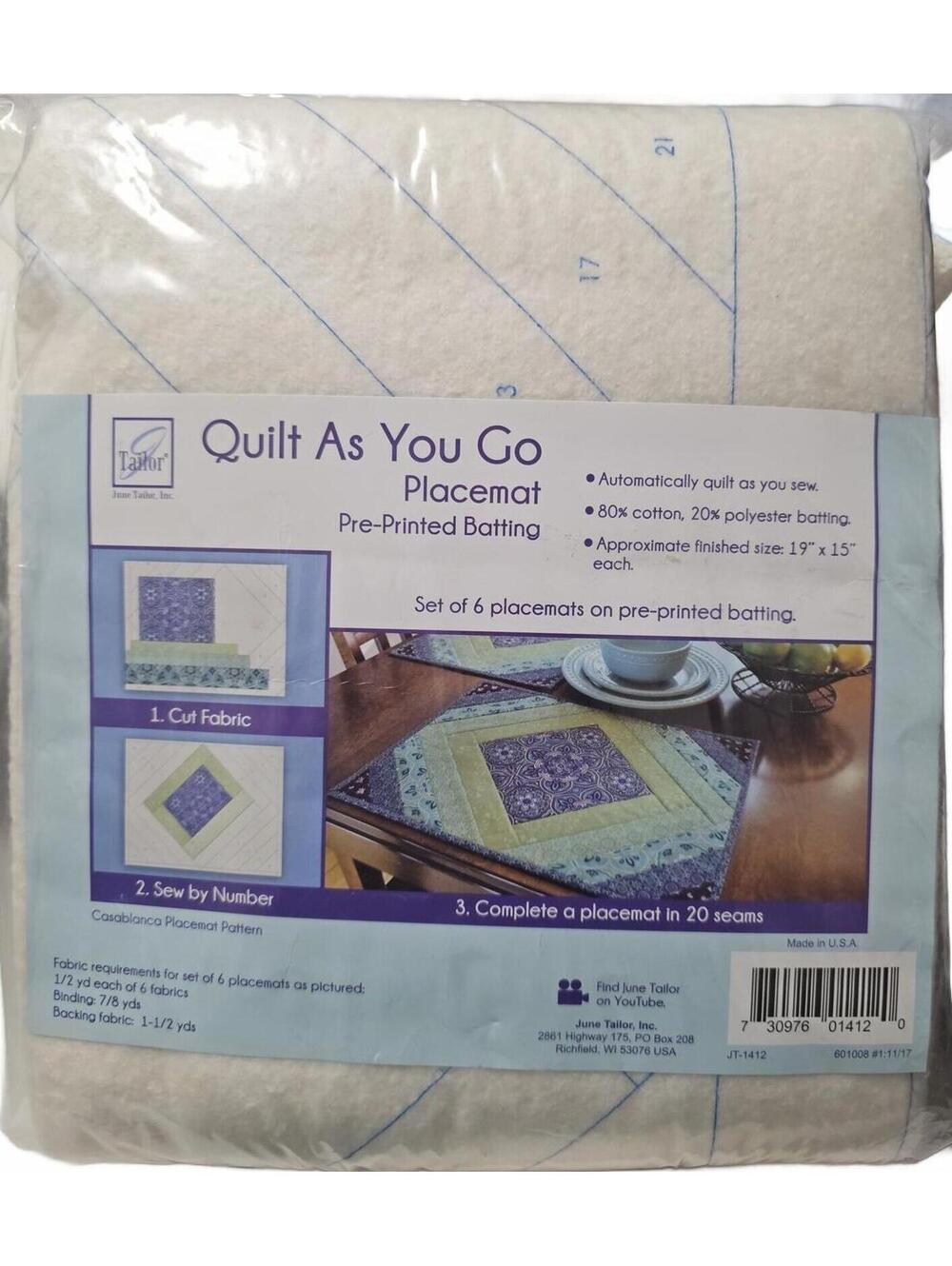 June Tailor Quilt As You Go Placemat Set – Casablanca Pattern – Sealed – USA
